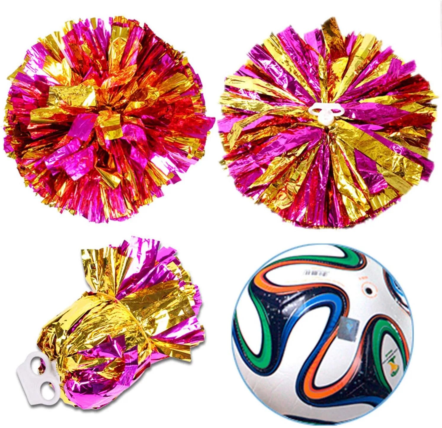 Hlonon 4 Pack Cheerleader Pom Poms Sports Dance Cheer Plastic Pom Poms Cheerleading for Sports Team Spirit Cheering