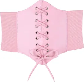 Hoerev Corsets Belt Tops Leather Vest Pirate Halloween Costume Lace Up Waist Belt Bustiers Corsets For Women