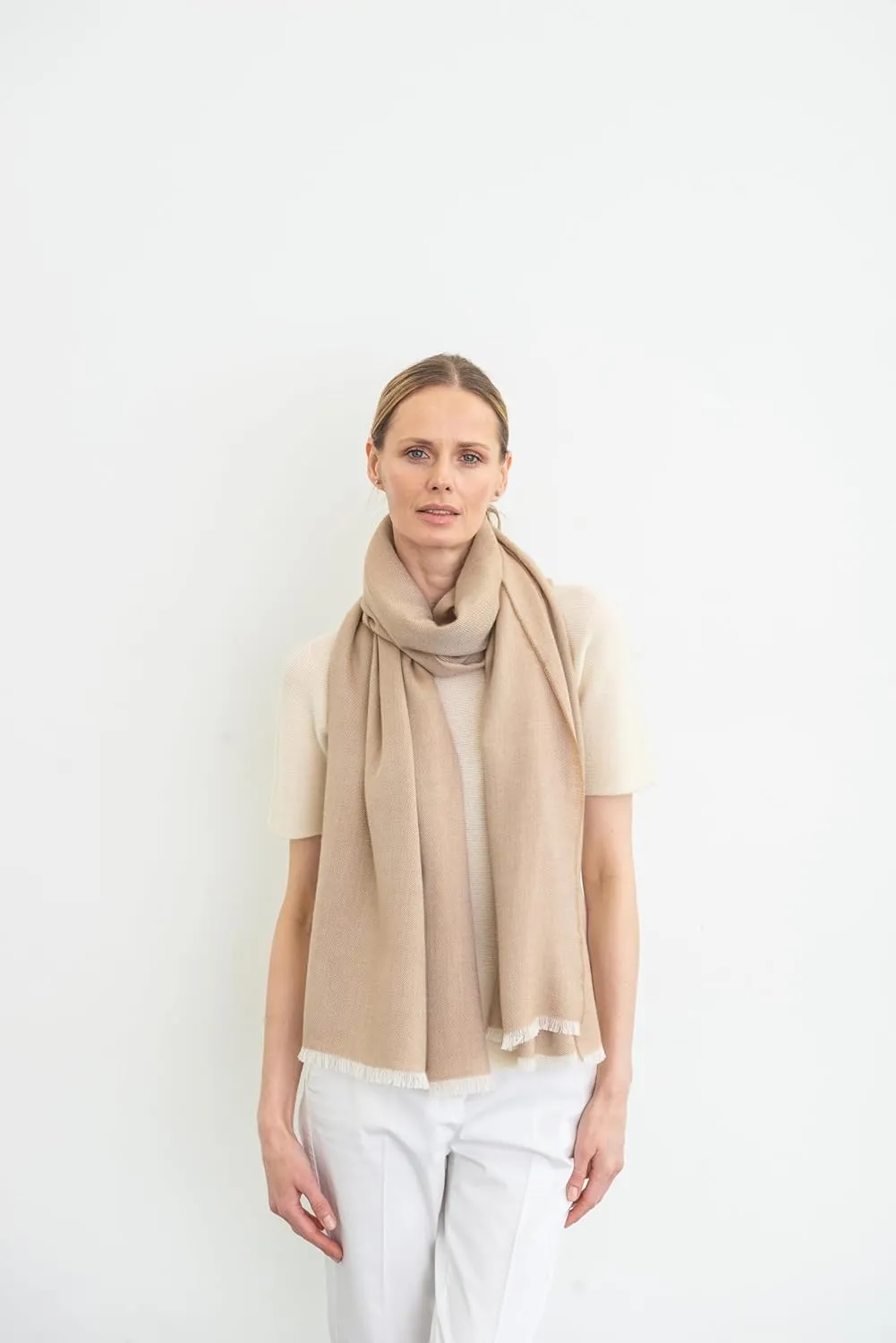 Italian Broad 70% Cashmere and 30% Silk Scarf Shawl Wrap Stole of Premium Quality Super Soft Made in Italy for Woman