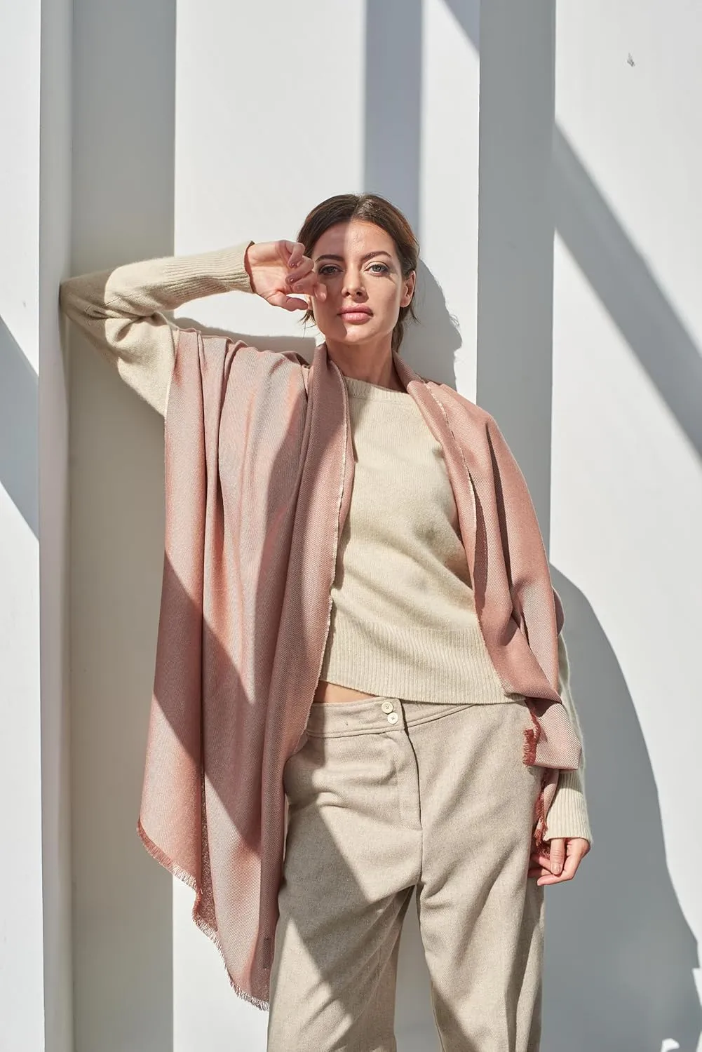 Italian Broad 70% Cashmere and 30% Silk Scarf Shawl Wrap Stole of Premium Quality Super Soft Made in Italy for Woman
