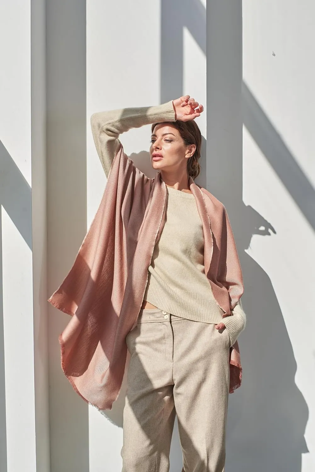 Italian Broad 70% Cashmere and 30% Silk Scarf Shawl Wrap Stole of Premium Quality Super Soft Made in Italy for Woman