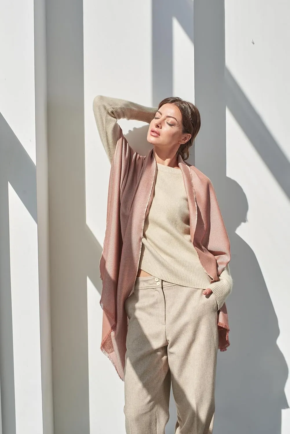 Italian Broad 70% Cashmere and 30% Silk Scarf Shawl Wrap Stole of Premium Quality Super Soft Made in Italy for Woman