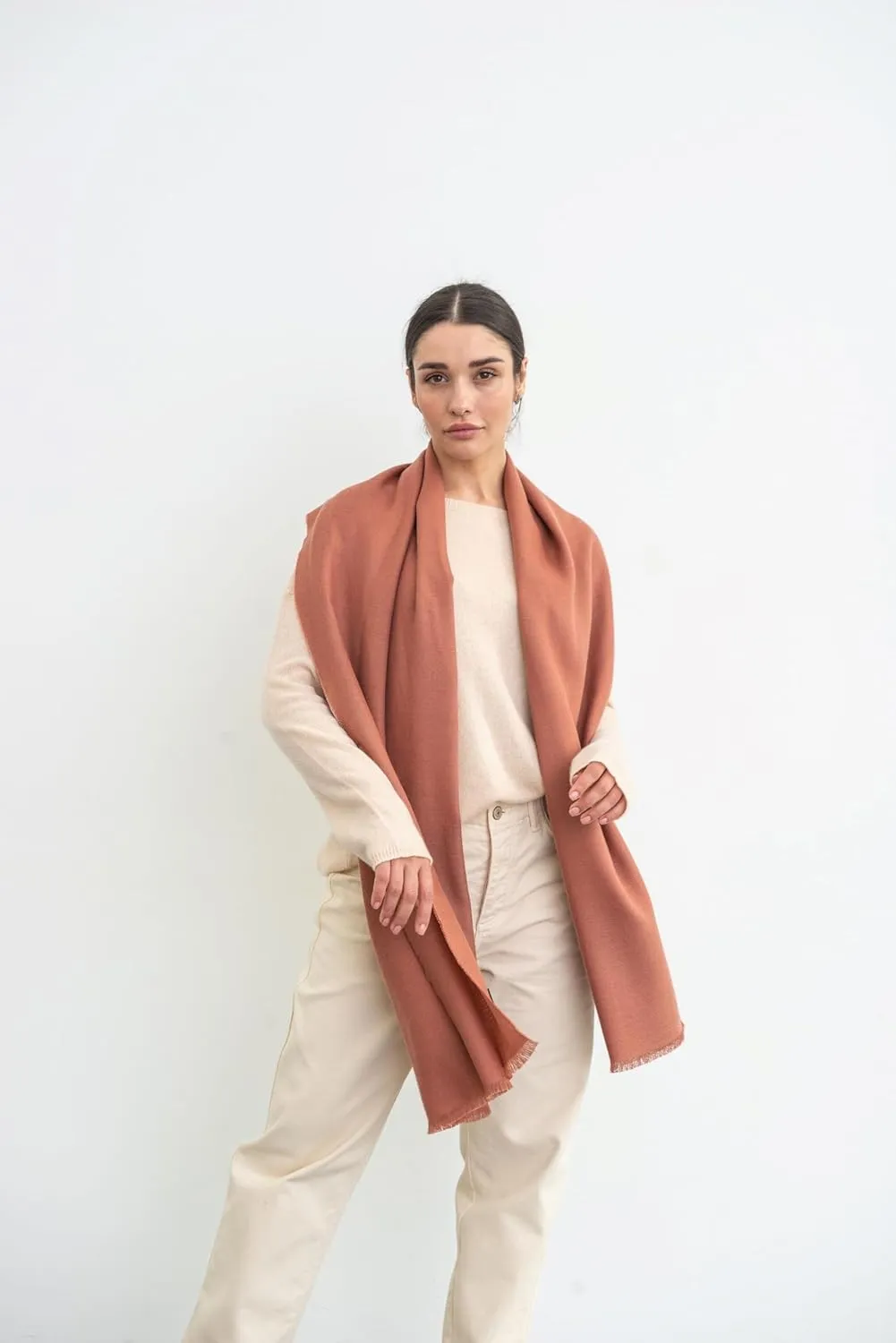 Italian Broad 70% Cashmere and 30% Silk Scarf Shawl Wrap Stole of Premium Quality Super Soft Made in Italy for Woman