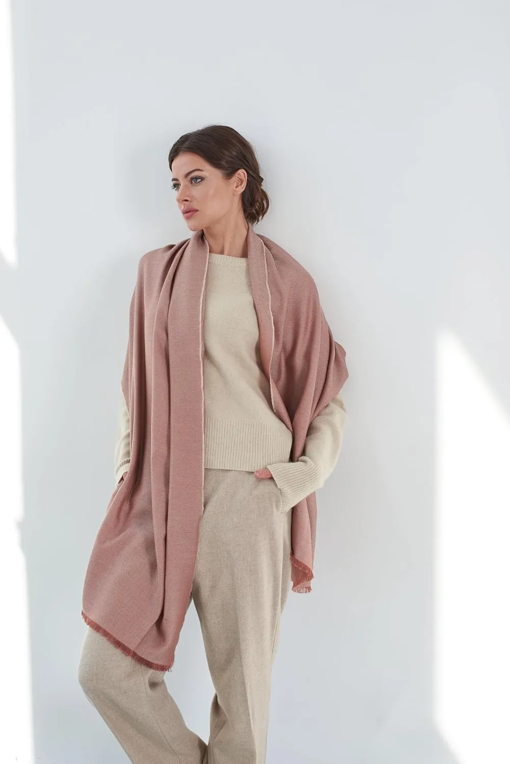 Italian Broad 70% Cashmere and 30% Silk Scarf Shawl Wrap Stole of Premium Quality Super Soft Made in Italy for Woman