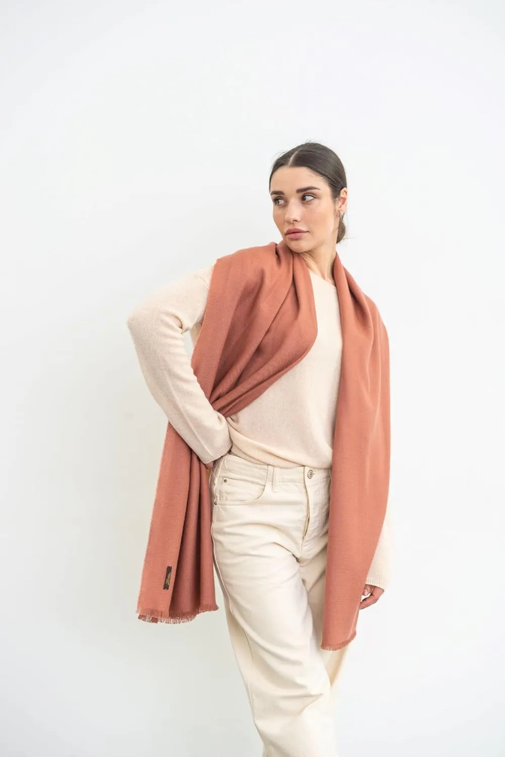 Italian Broad 70% Cashmere and 30% Silk Scarf Shawl Wrap Stole of Premium Quality Super Soft Made in Italy for Woman