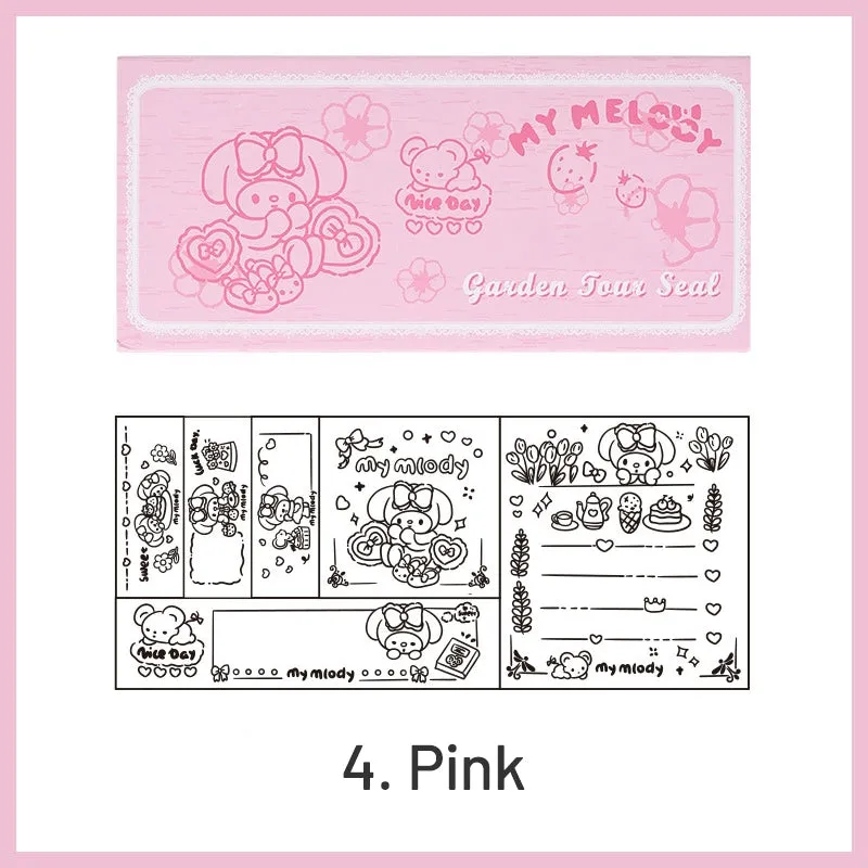 Joyful Holiday Theme Cartoon Wood Rubber Stamp Set