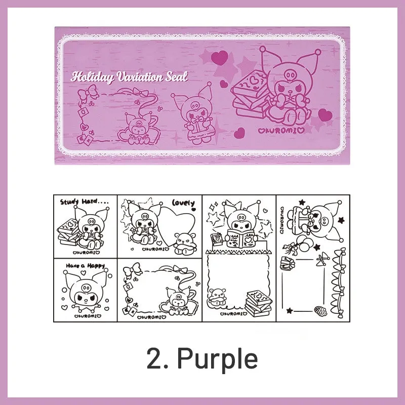 Joyful Holiday Theme Cartoon Wood Rubber Stamp Set
