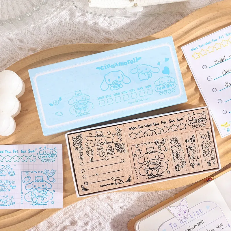 Joyful Holiday Theme Cartoon Wood Rubber Stamp Set