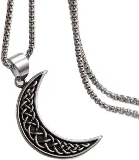 Jude Jewelers Stainless Steel Celtic Knot Moon Crescent Retro Vintage Style Pendant Necklace