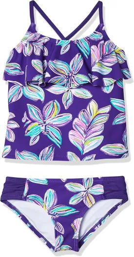 Kanu Surf Girls' Charlotte Flounce Tankini Beach Sport 2-Piece Swimsuit