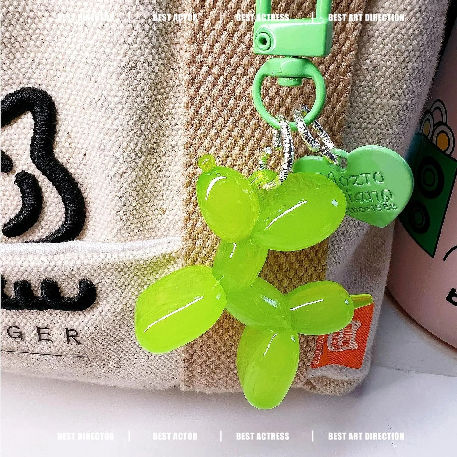 LAEKOU Jelly Balloon Dog Design Keychain for Women, Cute Girls Key Chain, Bag Charms Accessories for Car Purse Backpack