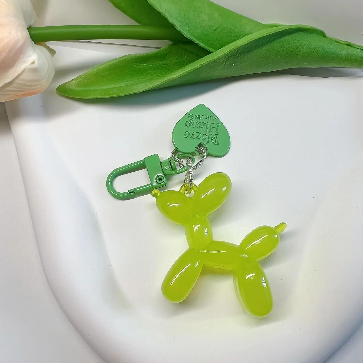 LAEKOU Jelly Balloon Dog Design Keychain for Women, Cute Girls Key Chain, Bag Charms Accessories for Car Purse Backpack