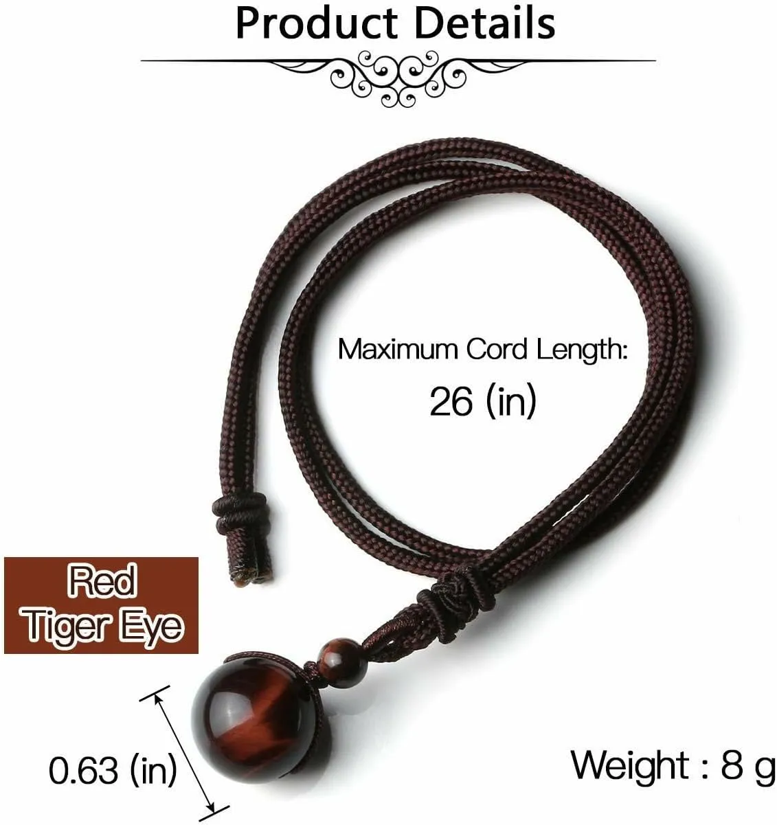 LIU JUN Tiger Eye Bracelet Men, Set of 2 Natural Tiger Eye Necklace Bracelet Adjustable Braided Rope Natural Stone Pendant Natural Stone Bracelet For Men Valentine's Day Birthday Gift