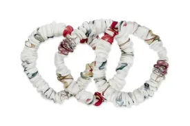 Mayfairsilk White with Red and Blue Highlights Slim Hair Ties Set