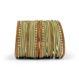 Mehndi Green Shimmer Bangle Set