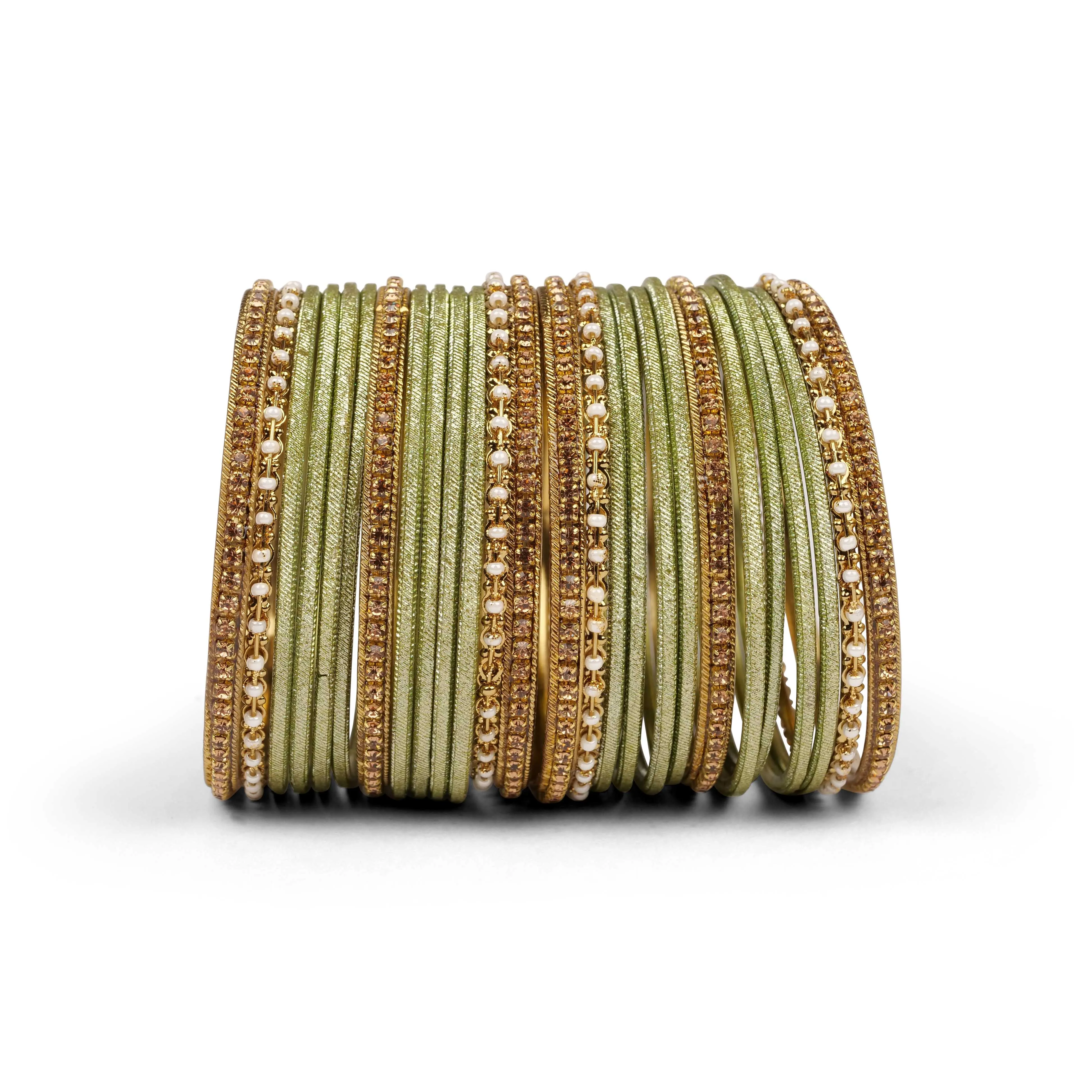 Mehndi Green Shimmer Bangle Set