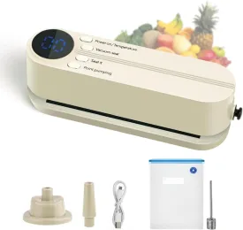 Mini Vacuum Sealer for Food - 3 in 1 Cordless Poratable Rechargeable Food Sealer Machine for Dry & Moist Food Storage, Heat Sealer for Chip Bags, Inflation Pump for Balls & Swim Rings with 4 Bags