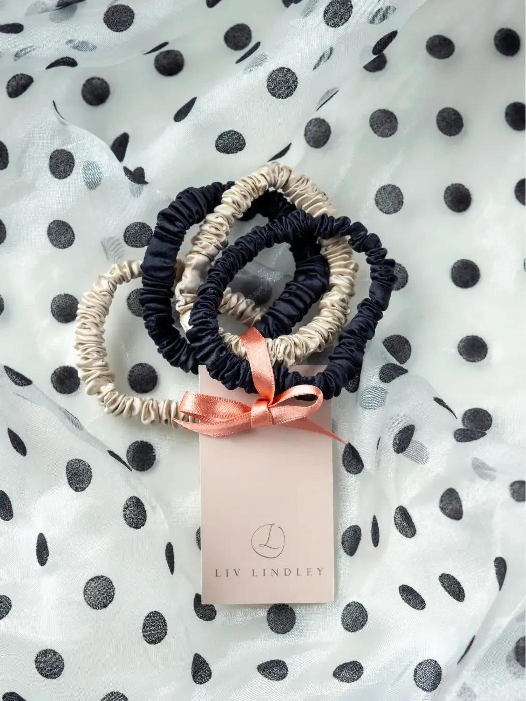 Mulberry Silk Skinny Scrunchies - Black Set of 4