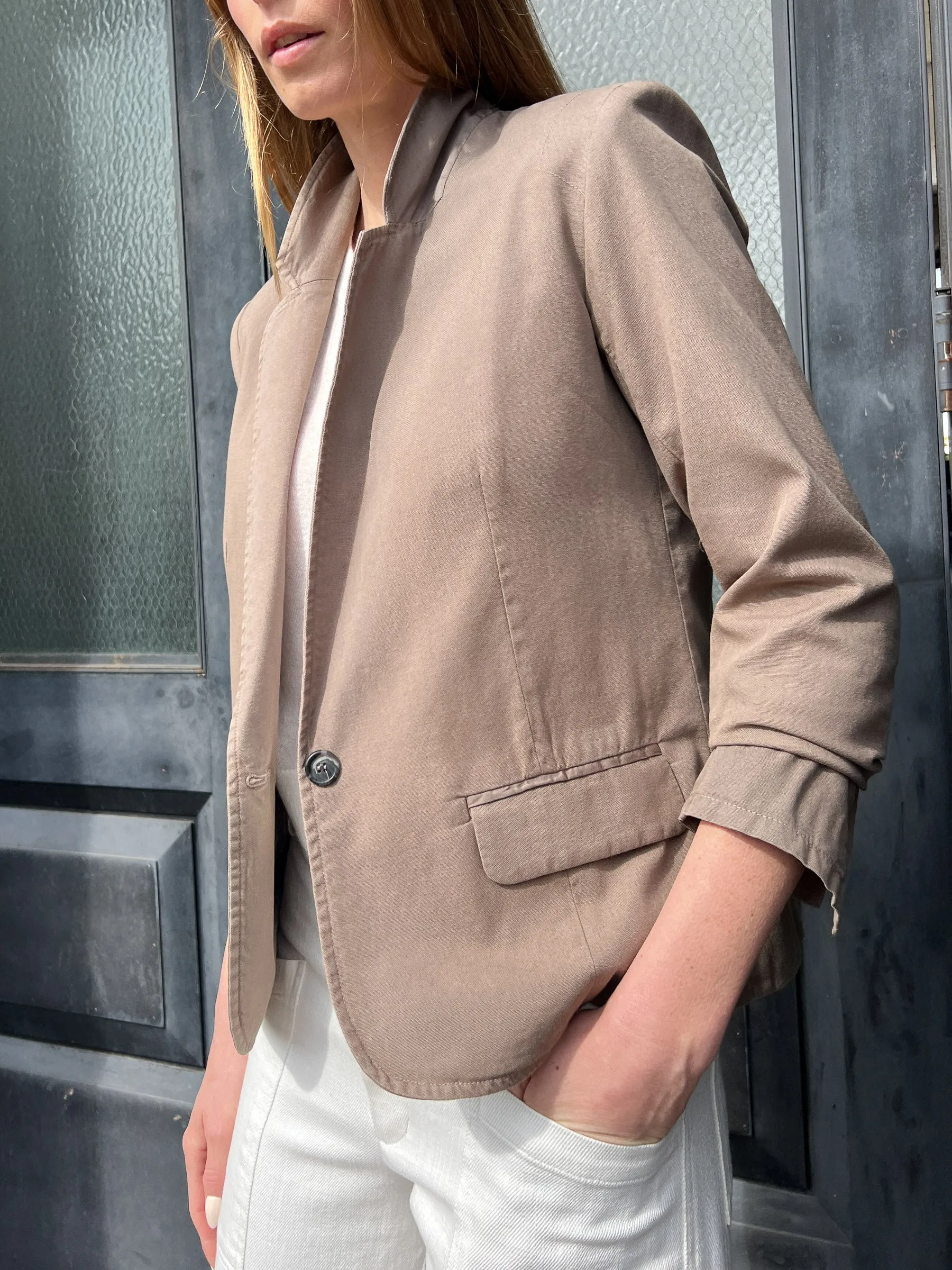 Owen Blazer in Washed Canvas - Anthracite