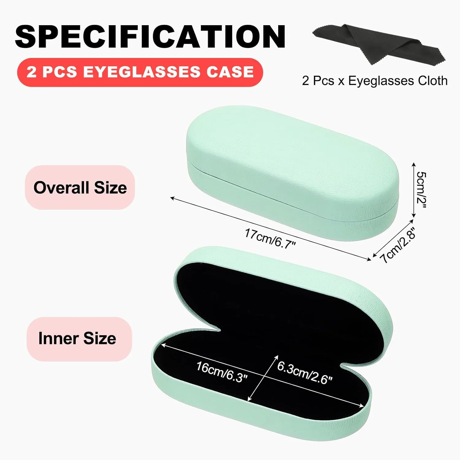 PATIKIL Hard Shell Eyeglasses Case, PU Leather Large Glasses Case Litchi Grain Protective Sunglasses Organizer