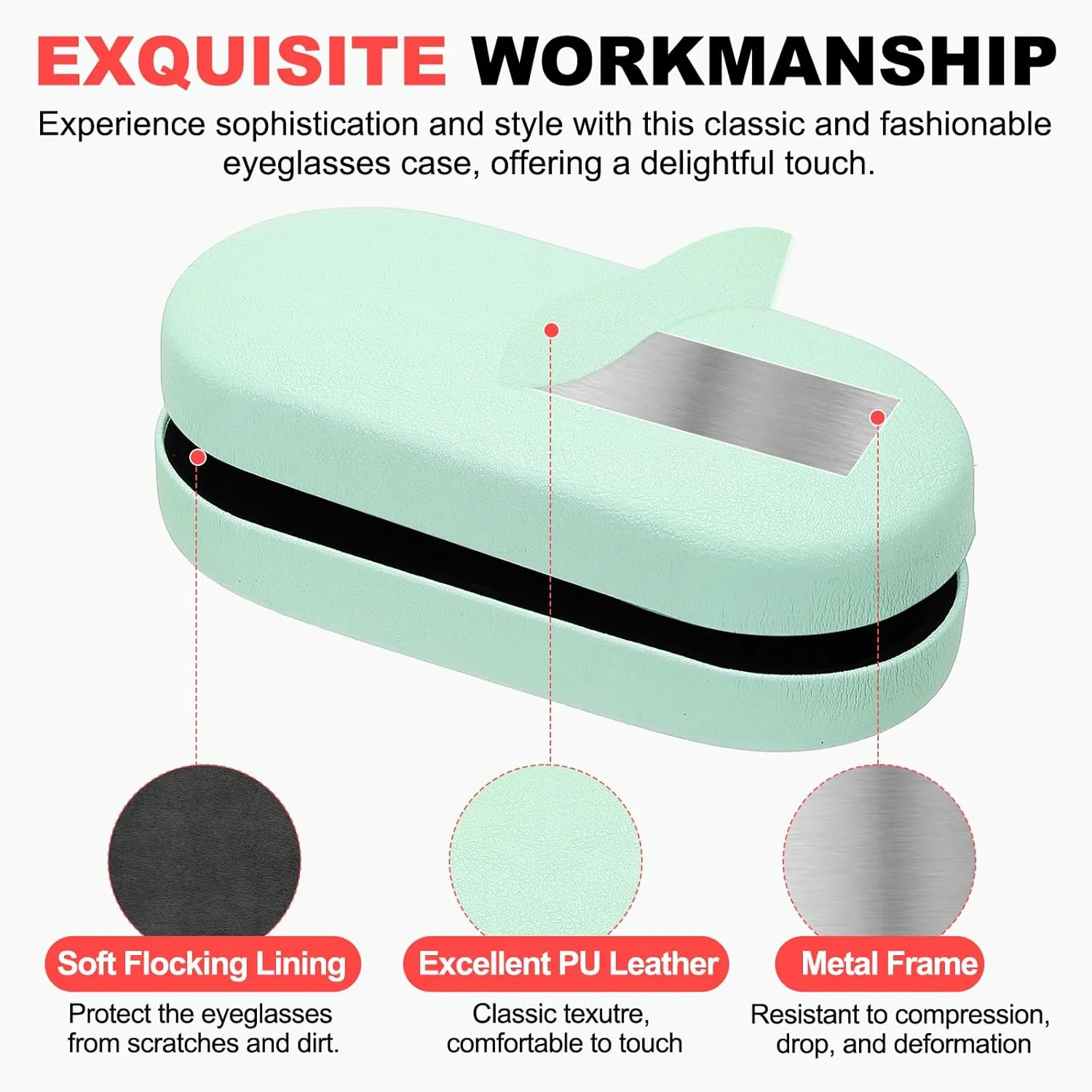 PATIKIL Hard Shell Eyeglasses Case, PU Leather Large Glasses Case Litchi Grain Protective Sunglasses Organizer