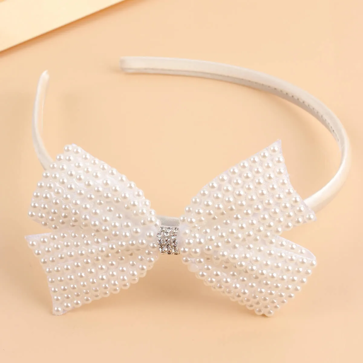 Pearl Rhinestone Bow Girl Headbands