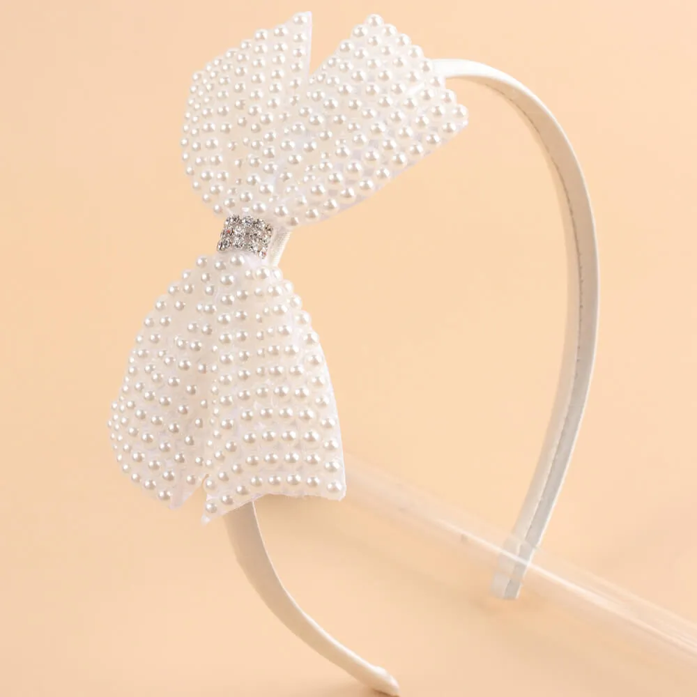 Pearl Rhinestone Bow Girl Headbands