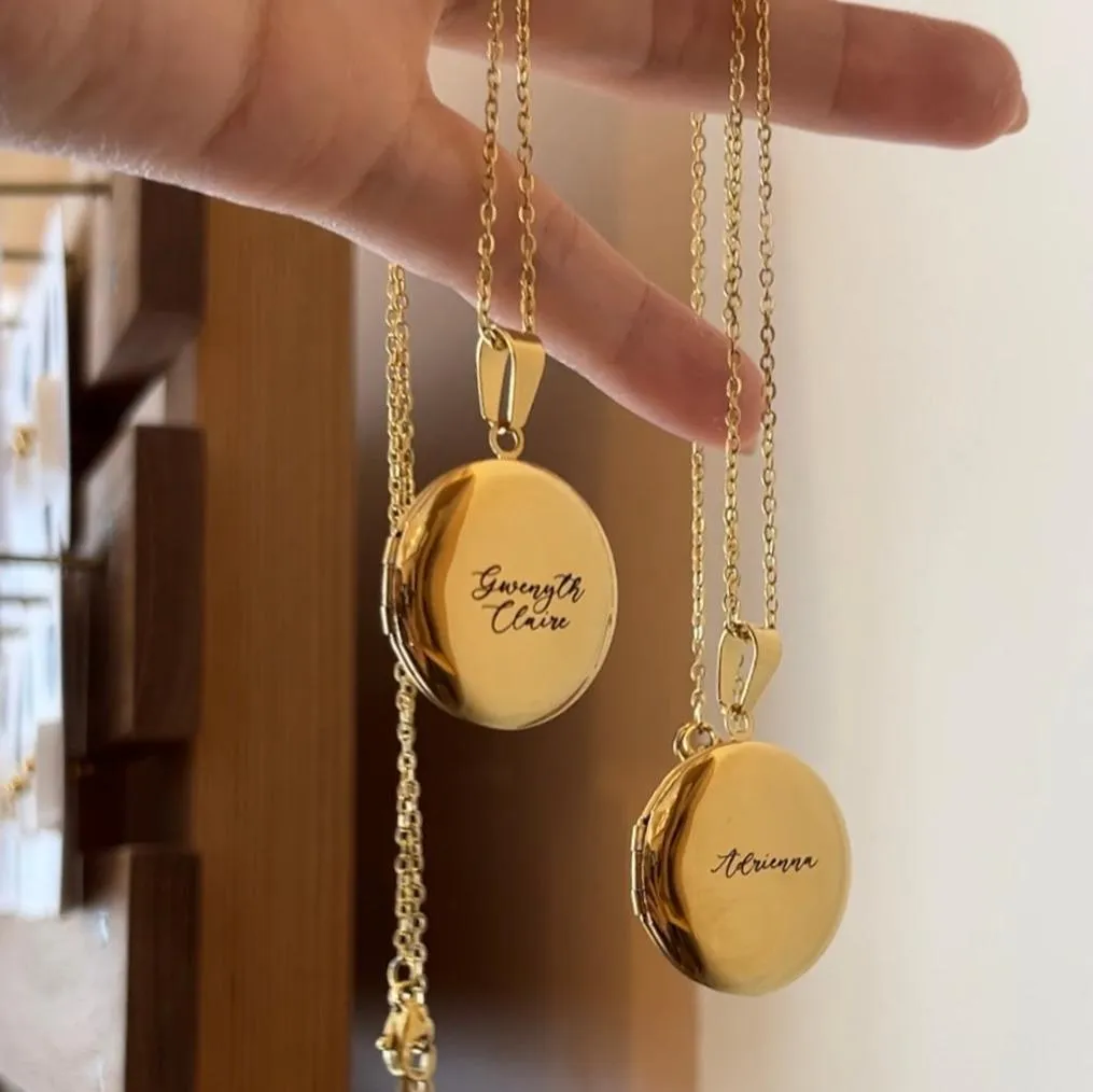 PRE-ORDER Lazer Engraved Round Locket - LINE ART