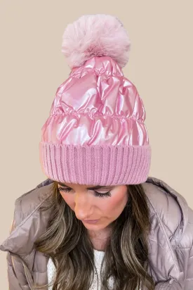 Puffer Pom Beanie - Pink