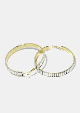 Rhinestone Studded Thick Hoop Earrings