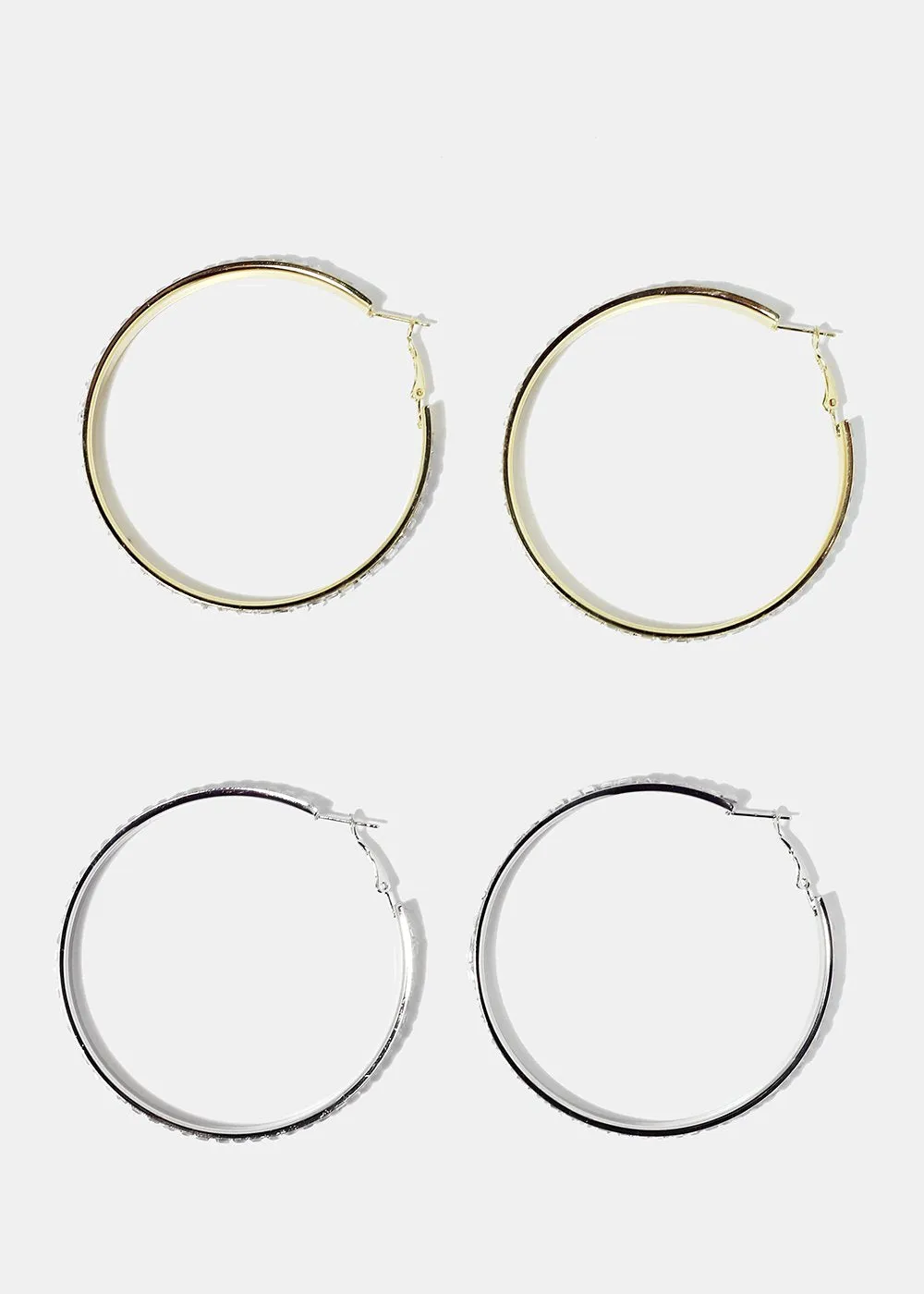 Rhinestone Studded Thick Hoop Earrings