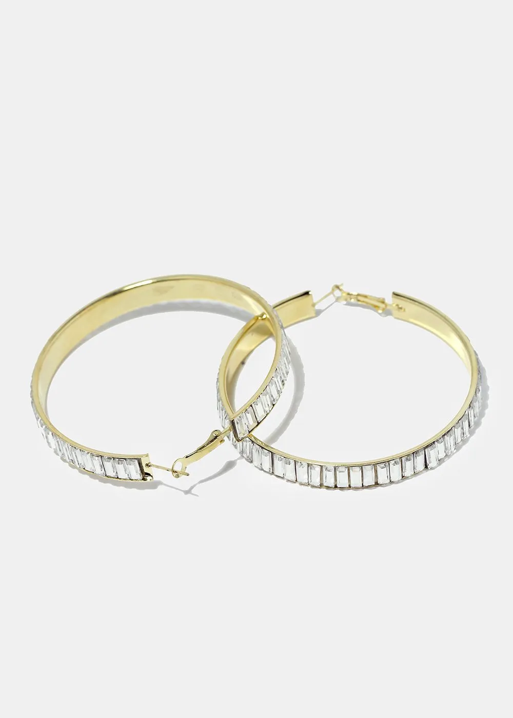 Rhinestone Studded Thick Hoop Earrings