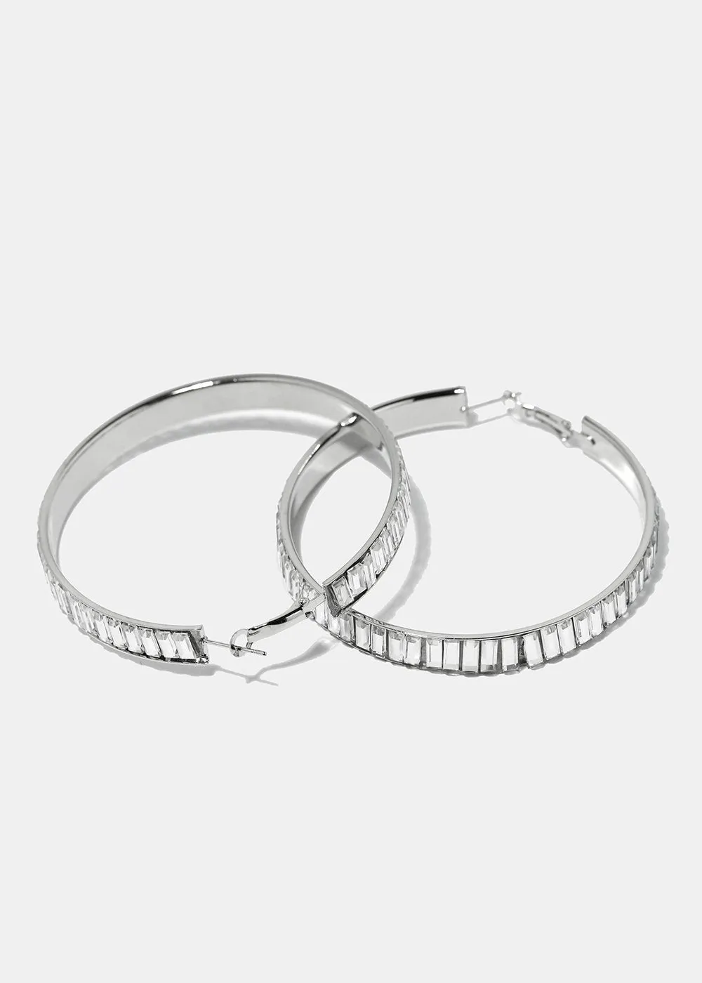 Rhinestone Studded Thick Hoop Earrings