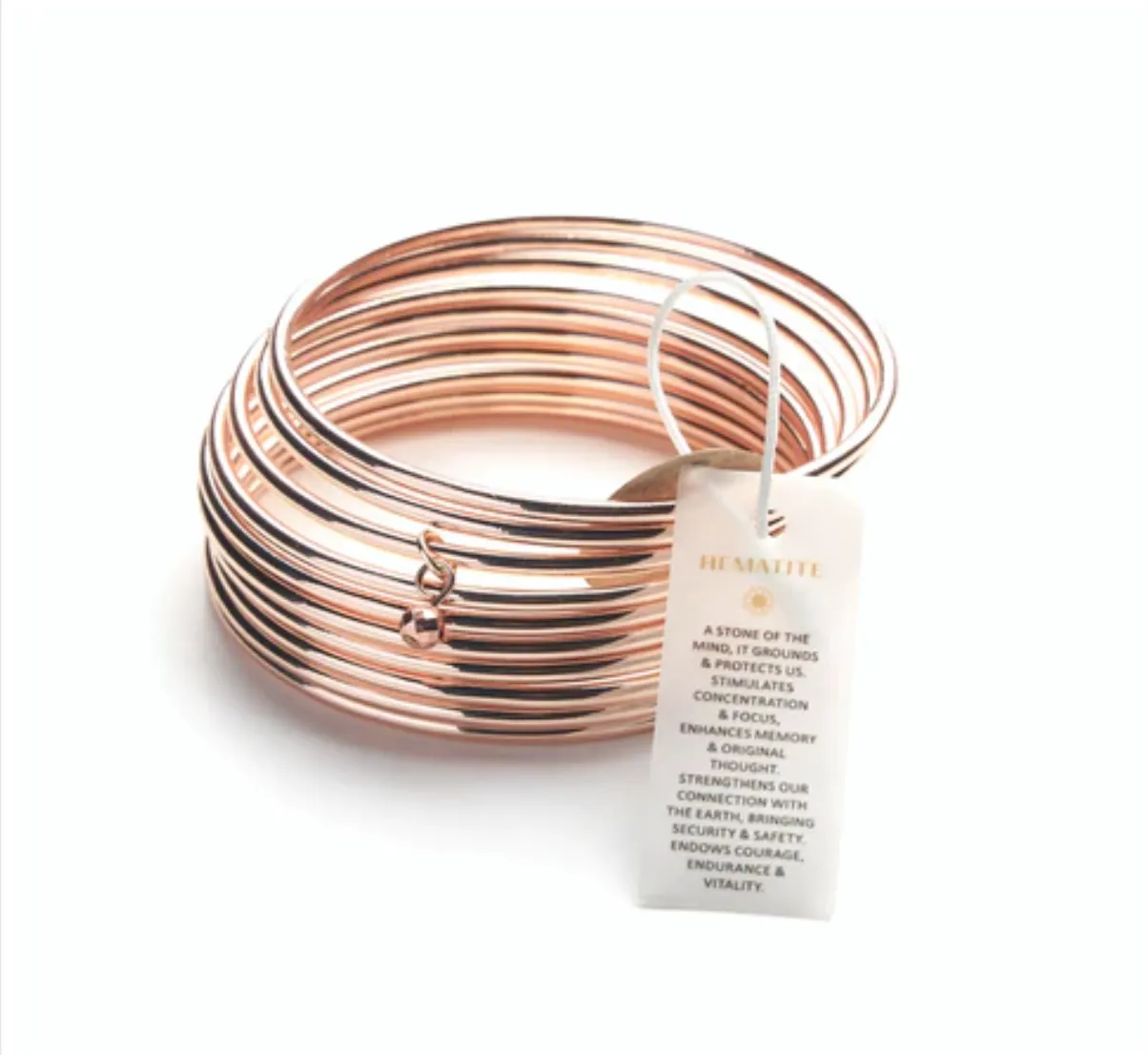 Rose Gold bangles with a Hematite bead(set of 10)