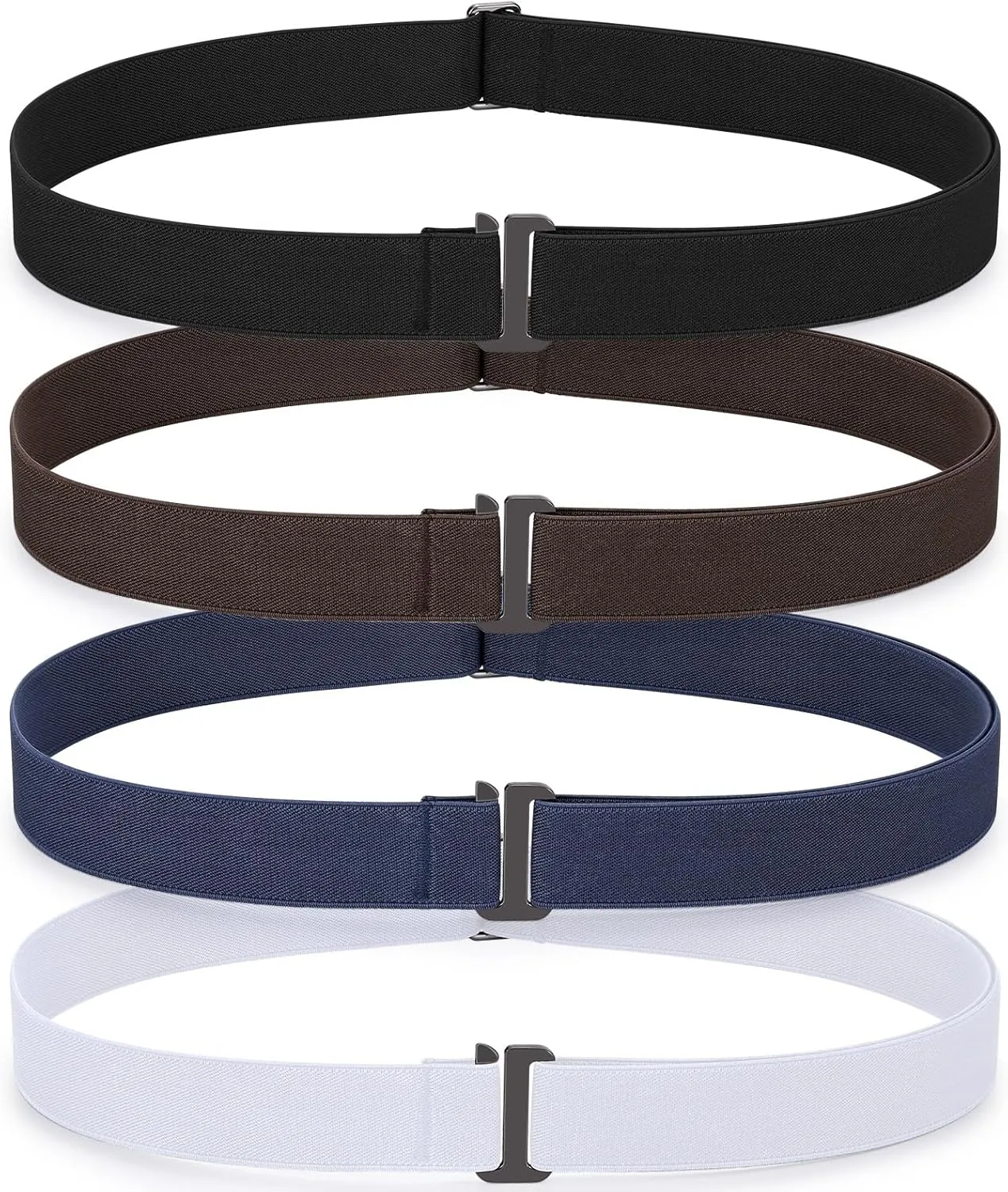 SANSTHS 4 pack Womens Invisible Adjustable Elastic No Show Flat Buckle Stretchable Belt for Jeans Pants Dresses
