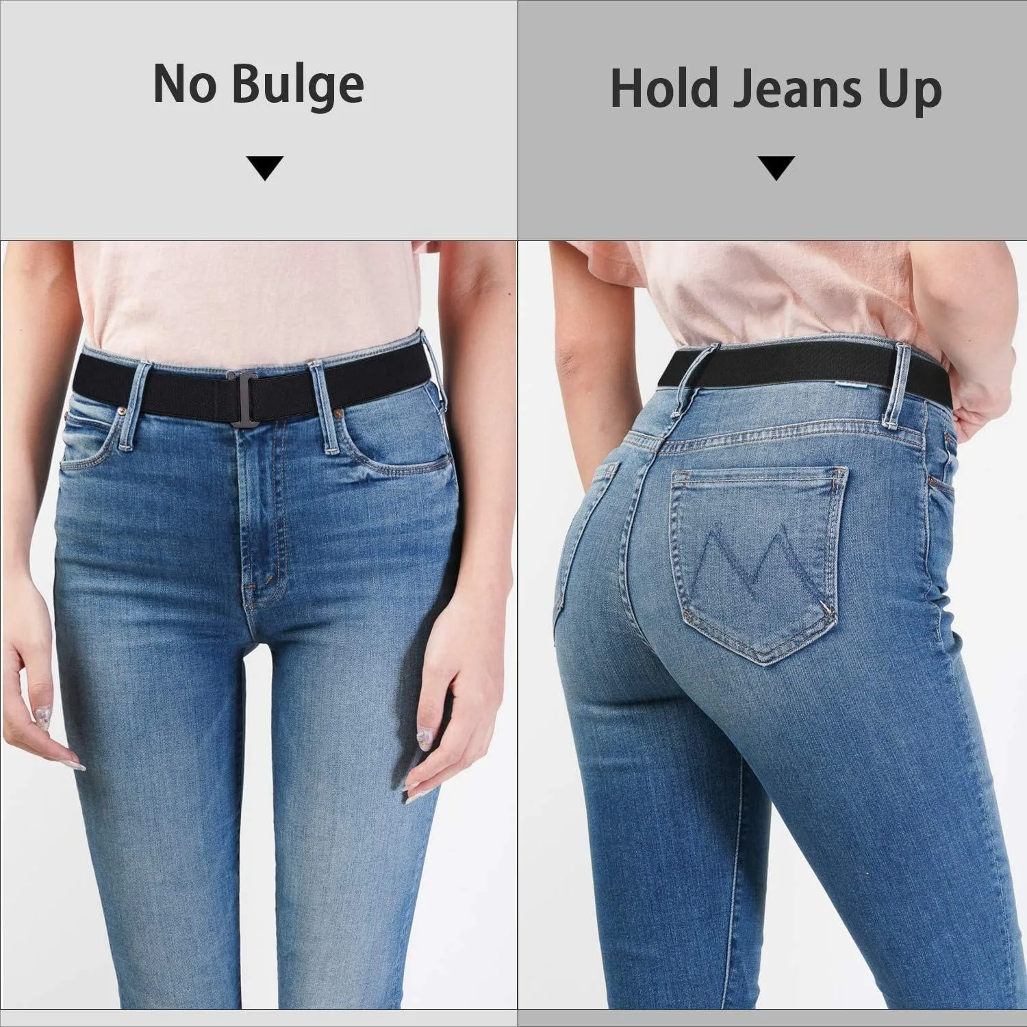 SANSTHS 4 pack Womens Invisible Adjustable Elastic No Show Flat Buckle Stretchable Belt for Jeans Pants Dresses