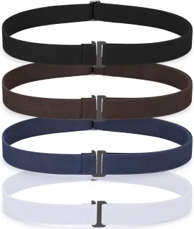 SANSTHS 4 pack Womens Invisible Adjustable Elastic No Show Flat Buckle Stretchable Belt for Jeans Pants Dresses