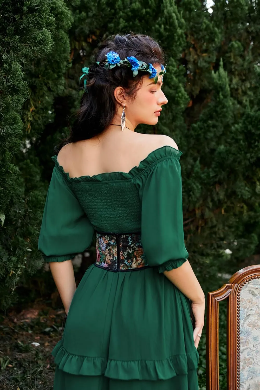 Scarlet Darkness Corset Belt for Women Renaissance Lace up Floral Wide Waist Belts