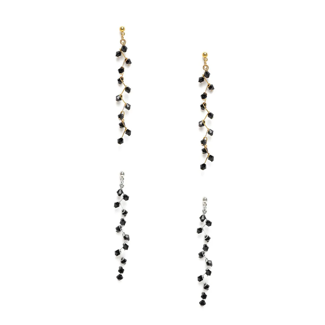 Set of 2 Gold Red & Silver Blue Contemporary Dangler Earrings