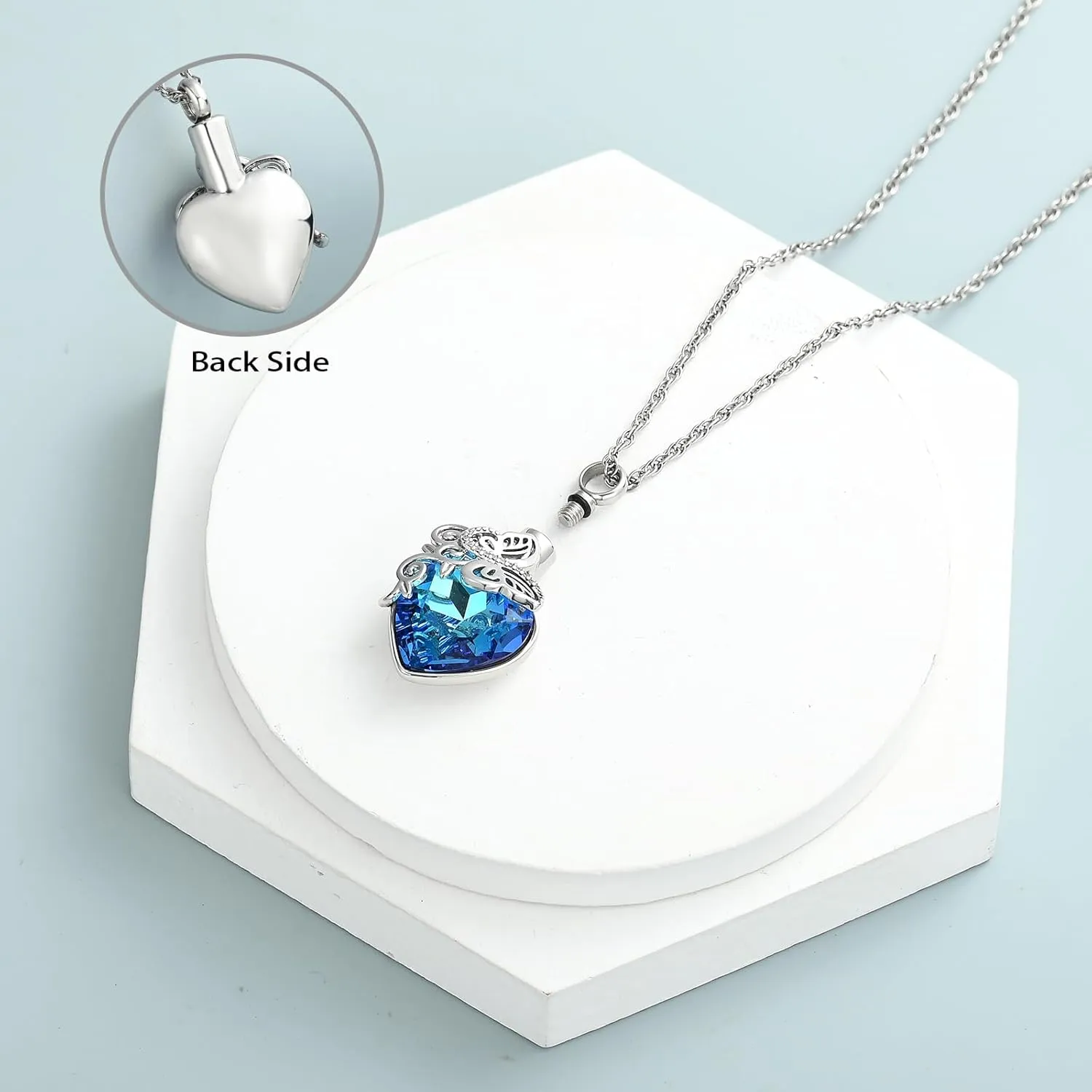 shajwo Butterfly Heart Cremation Jewelry Urn Necklaces for Ashes for Women Men Memorial Human Ashes Pendant