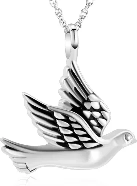 shajwo Cremation Jewelry for Ashes Stainless Steel Peace Dove Urn Keepsake Memorial Ash Holder Cremation Urn Pendant Necklace