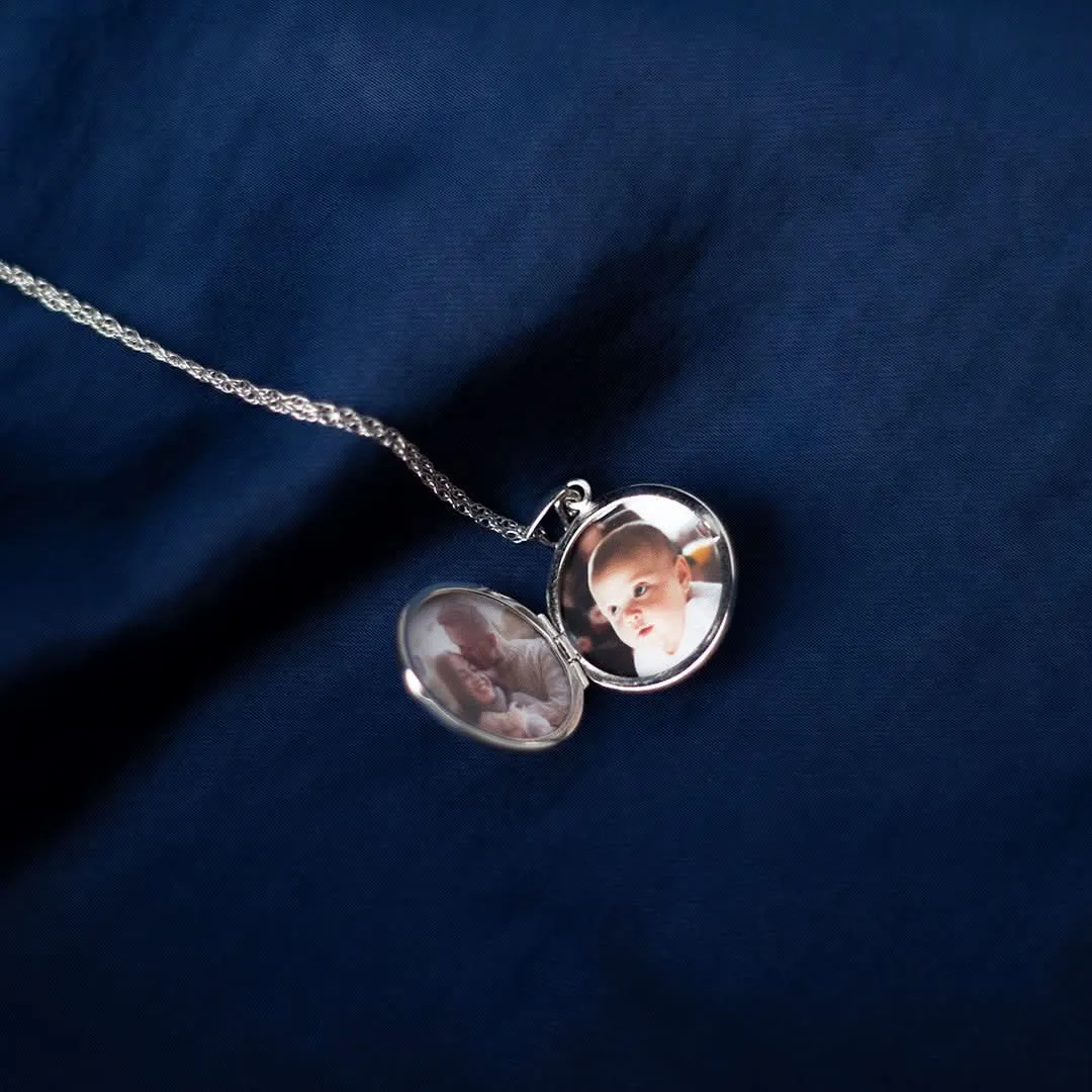 Solid White Gold Round Diamond Locket