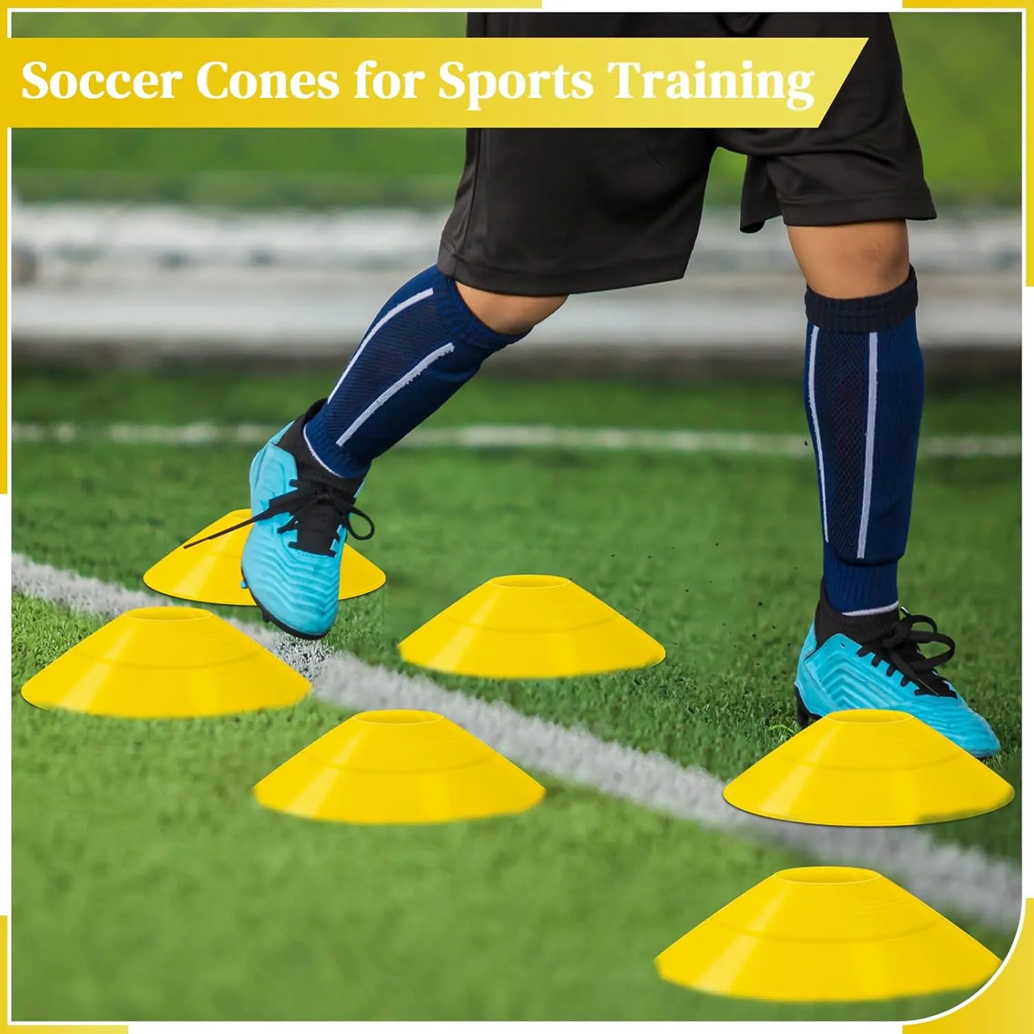 Sratte 200 Pcs Soccer Cones with Strap and Mesh Bag Agility Disc Cones Soccer Training Cones Disc Sports Cones for Drills Challenge Football Basketball Skating Kids Games Outdoor Indoor