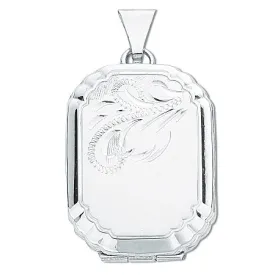 Sterling Silver Engraved Rectangular Locket