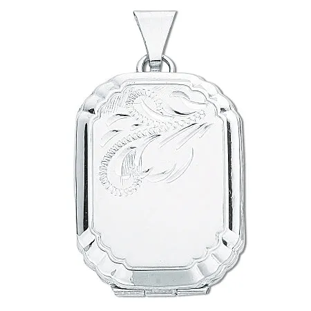 Sterling Silver Engraved Rectangular Locket
