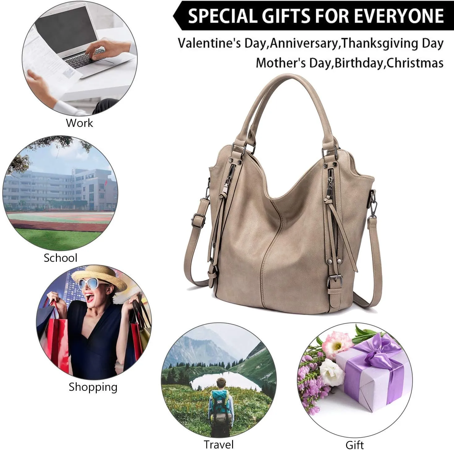 Tote Bag for Women PU Leather Shoulder Bags Fashion Hobo Bags Large Purse and Handbags with Adjustable Shoulder Strap