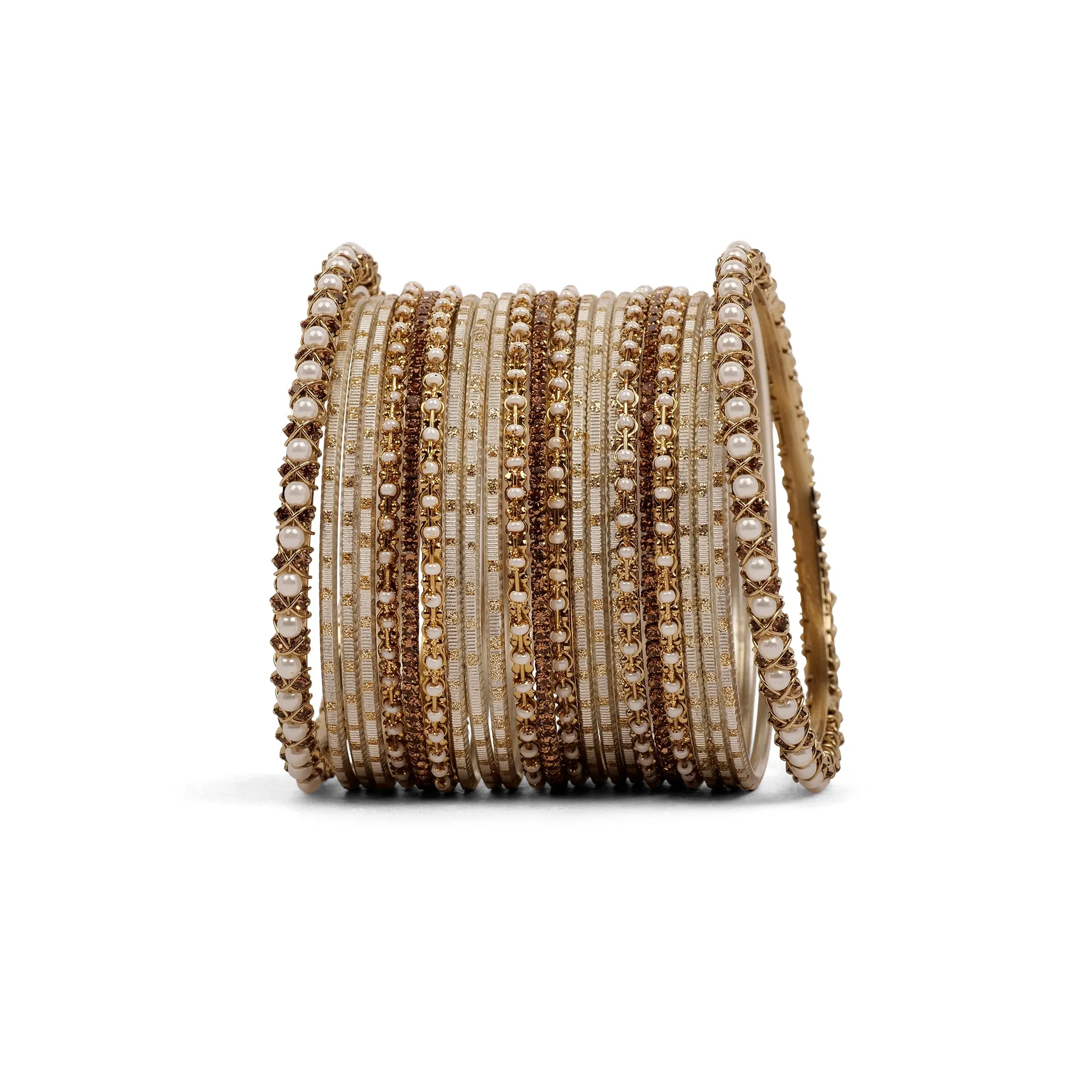 Vintage Pearl Bangle Set in Gold