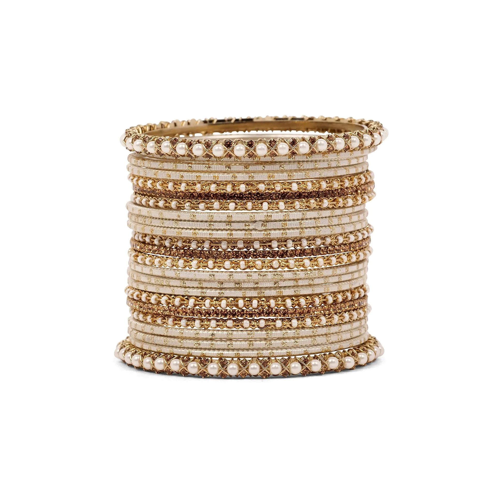Vintage Pearl Bangle Set in Gold