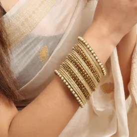Vintage Pearl Bangle Set in Gold