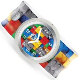 Watchitude Kids Slap Watch - Brick Pattern Build Up, Colorful Silicone Strap
